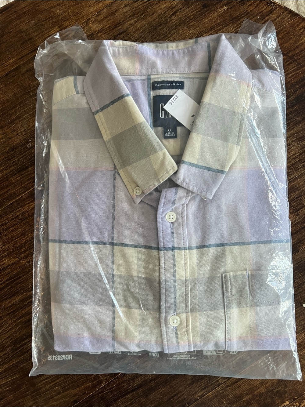 Gap Lavender and Cream Plaid Button-Down Shirt